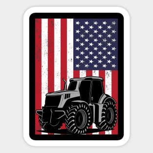 Tractor American Flag patriotic vintage farming Sticker